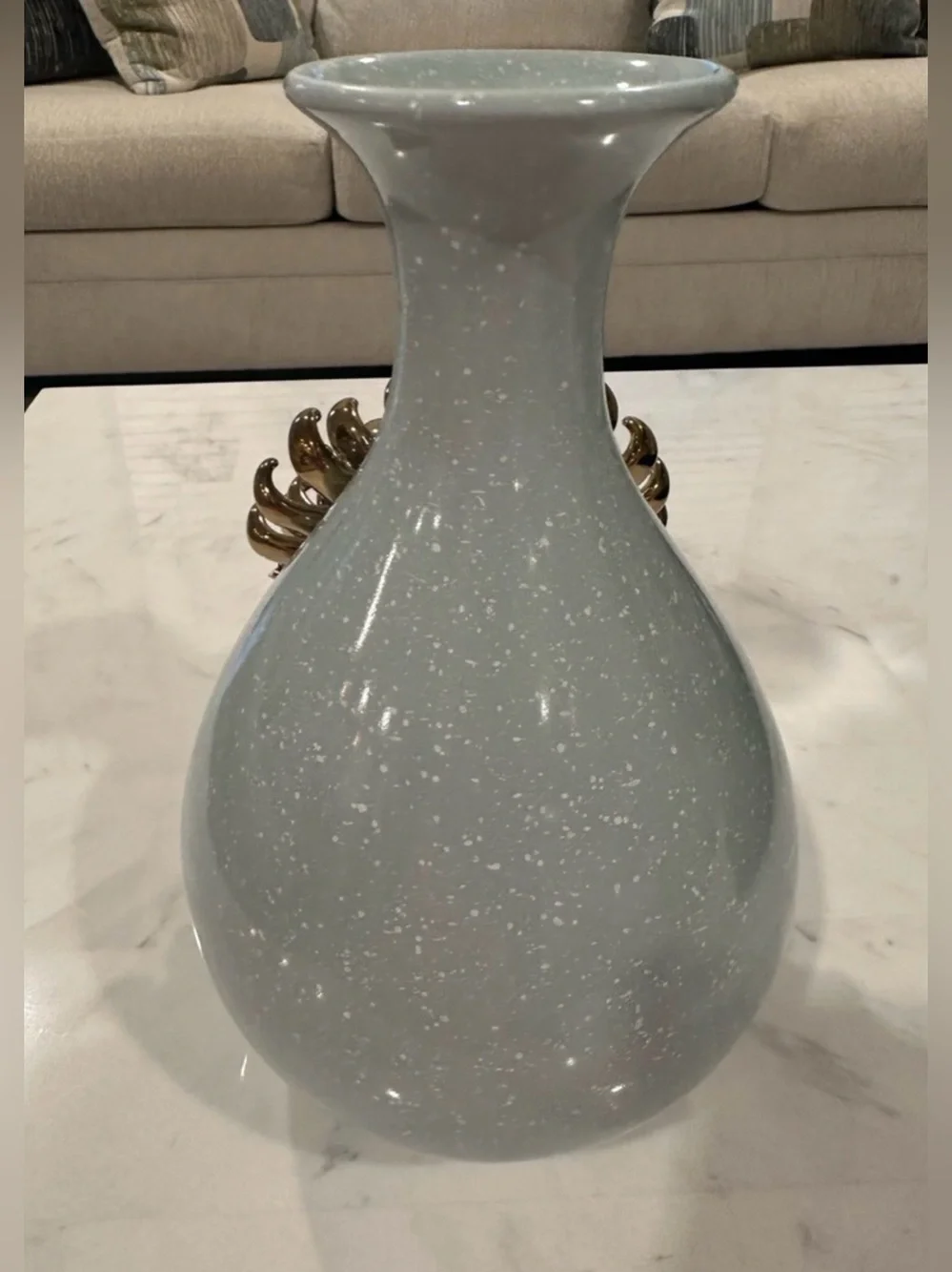 Anthropologie 3D Gold Chrysanthemum Flower Ceramic Bloom Vase DEFECTIVE